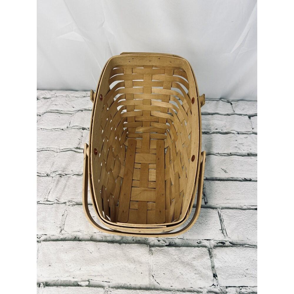 1994 Longaberger Medium Vegetable‎ Basket Light Stain 2 Swinging Handles EUC